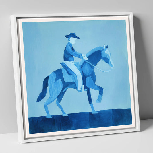 Azure Western Cadence western horse canvas wall art in white frame
