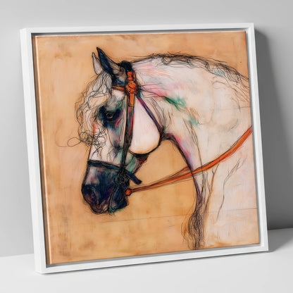 The Iberian Soul horse breed canvas wall art in white frame