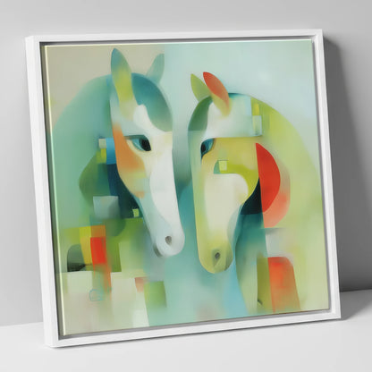 Structured Serenity horse portrait canvas wall art in white frame