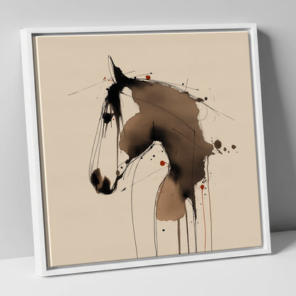 Fluid Sepia Equine Profile horse portrait canvas wall art in white frame