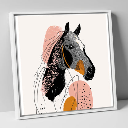 Abstract Racing Silhouette racing horse canvas wall art in white frame