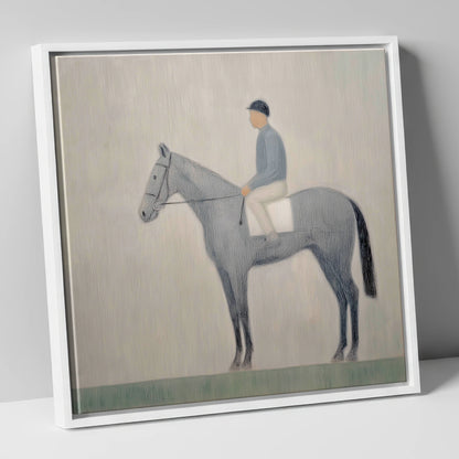 The Slate Grey Racer racing horse canvas wall art in white frame