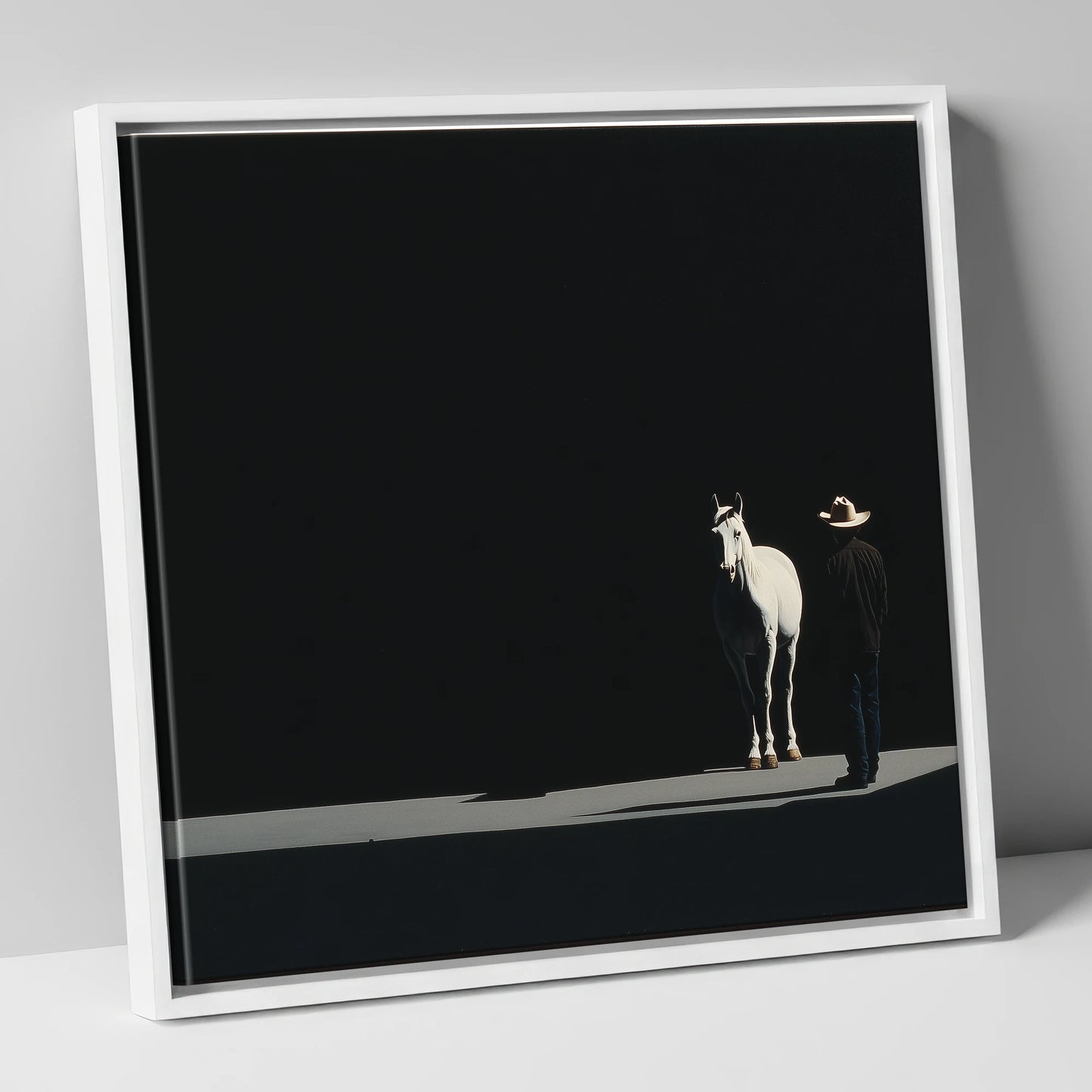 Silent Western Partnership western horse canvas wall art in white frame