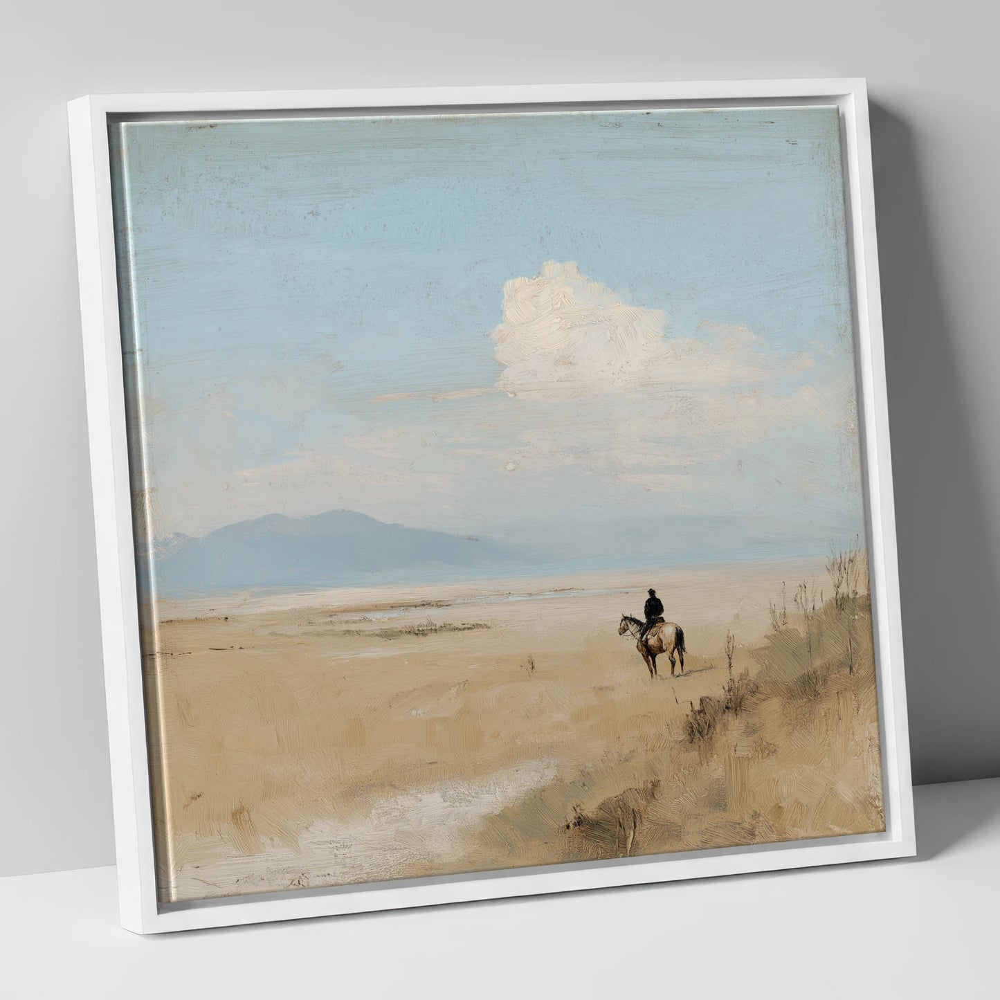 Distant Horizons horse landscape canvas wall art in white frame