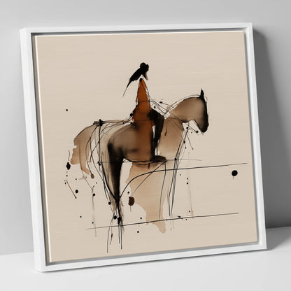 The Silent Connection horse & rider canvas wall art in white frame