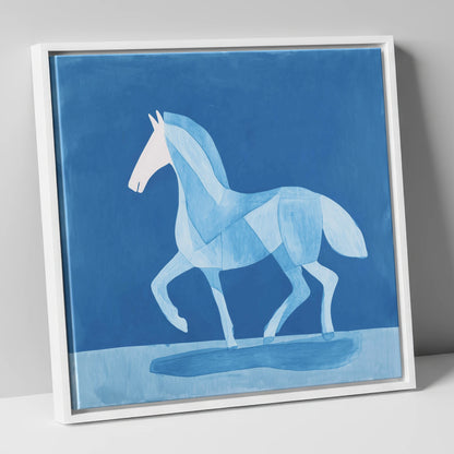 Ice Blue Cadence horse breed canvas wall art in white frame