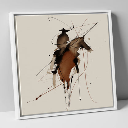 Shadows of the West western horse canvas wall art in white frame