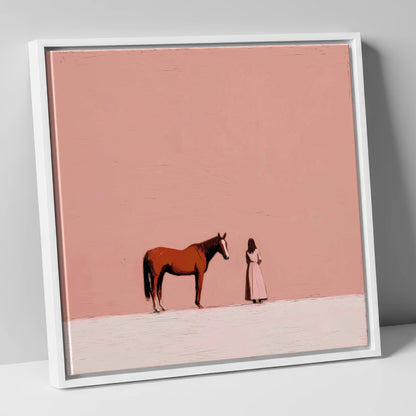 A Quiet Understanding horse & rider canvas wall art in white frame