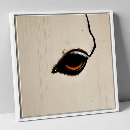 The Amber Gaze horse portrait canvas wall art in white frame