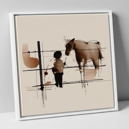 A Quiet Connection horse & rider canvas wall art in white frame