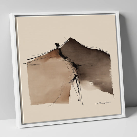 Summit Silhouette horse landscape canvas wall art in white frame