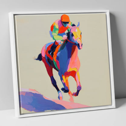 The Colour of Speed racing horse canvas wall art in white frame