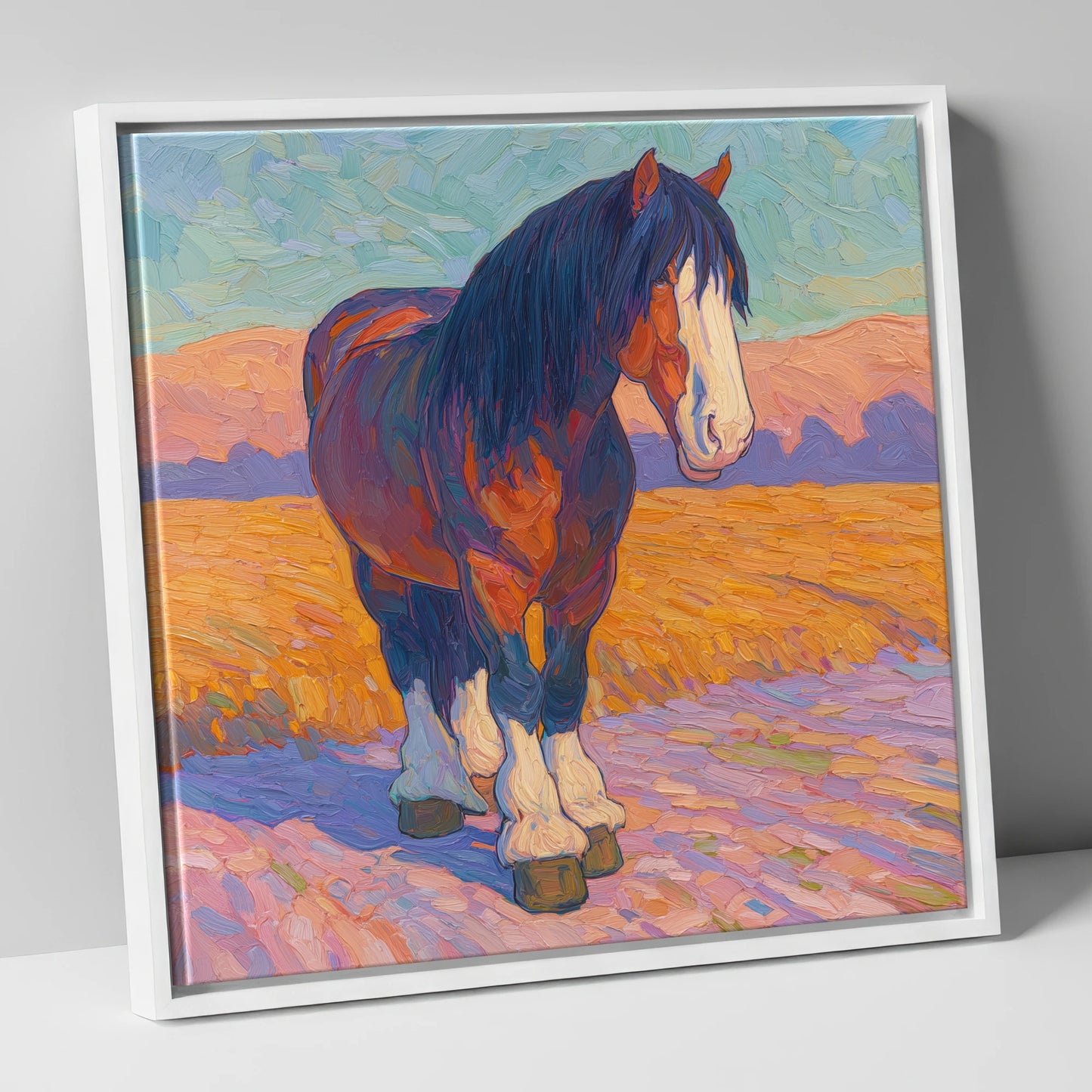 Vivid Heavy Horse horse breed canvas wall art in white frame