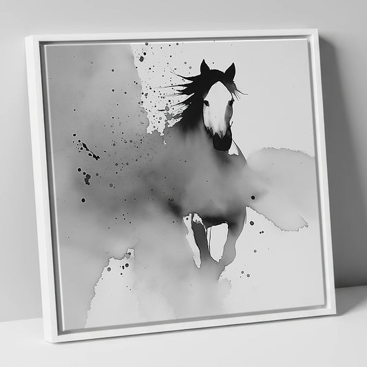 Emerging Spirit horse portrait canvas wall art in white frame