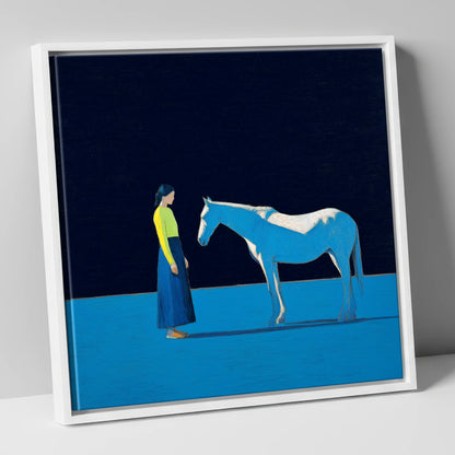A Quiet Connection horse & rider canvas wall art in white frame