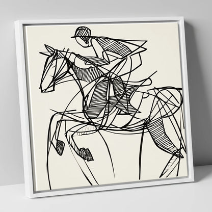 Dynamic Line Jumper show jumping horse canvas wall art in white frame