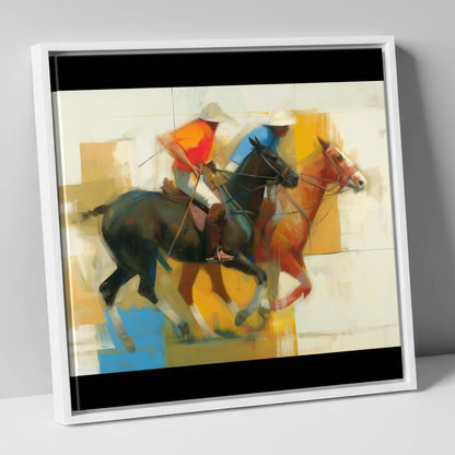 The Final Chukka polo horse canvas wall art in white frame