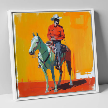 The Bright Frontier western horse canvas wall art in white frame