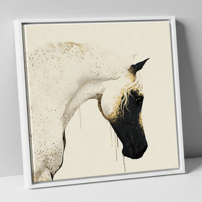 Gilded Splendour horse breed canvas wall art in white frame