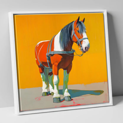 Vibrant Heavy Horse horse breed canvas wall art in white frame