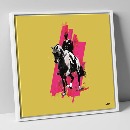 Bold Dressage Rhythm dressage horse canvas wall art in white frame