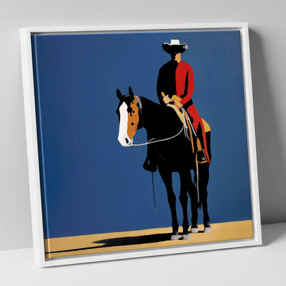 Bold Western Poise western horse canvas wall art in white frame