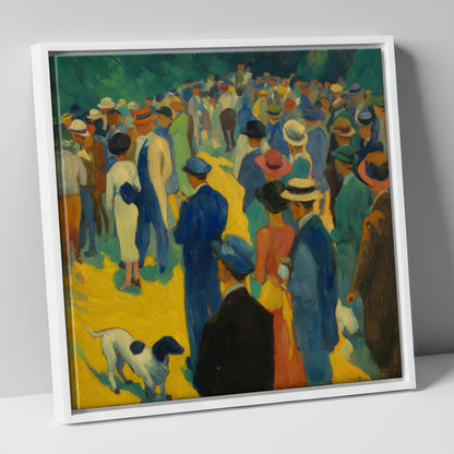 Race Day Spectacle racing horse canvas wall art in white frame