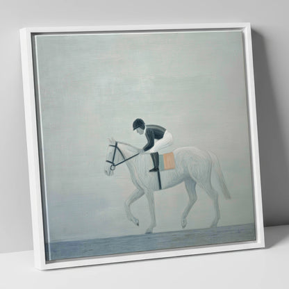 The Quiet Contender racing horse canvas wall art in white frame