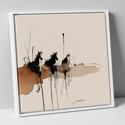 Wild Shadows wild horses canvas wall art in white frame