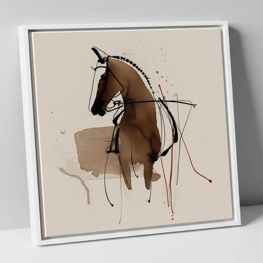 The Collected Frame dressage horse canvas wall art in white frame