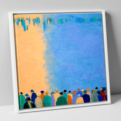 Waiting for the Field racing horse canvas wall art in white frame