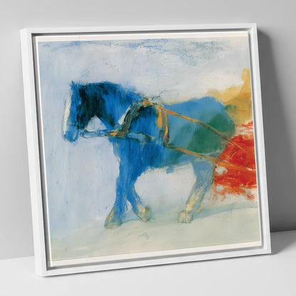 The Azure Draught working horse canvas wall art in white frame