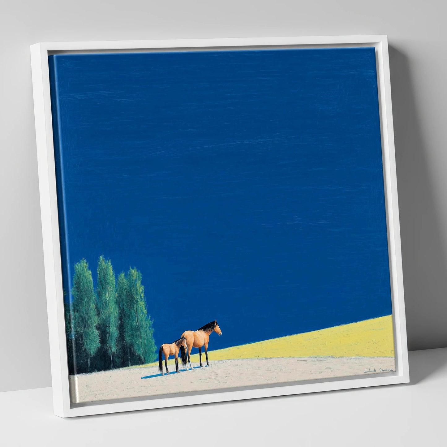 Under an Azure Sky horse landscape canvas wall art in white frame