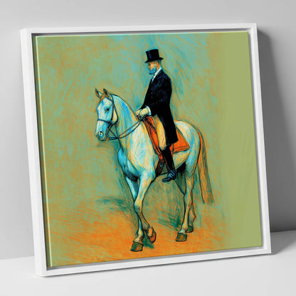 The Classical Master dressage horse canvas wall art in white frame