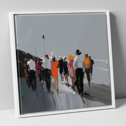 The Grandstand Parade racing horse canvas wall art in white frame