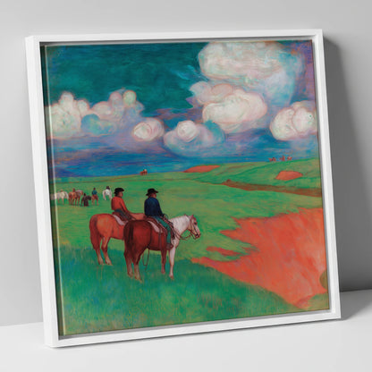 Vivid Frontier Horizons horse landscape canvas wall art in white frame