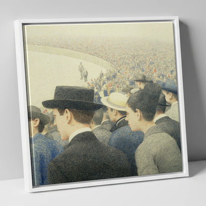 Anticipation at the Rail racing horse canvas wall art in white frame