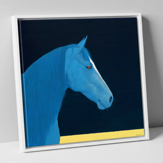 Azure Equine Profile horse breed canvas wall art in white frame