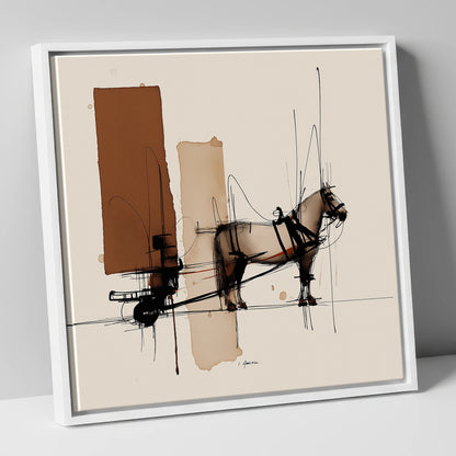 Structural Harness working horse canvas wall art in white frame