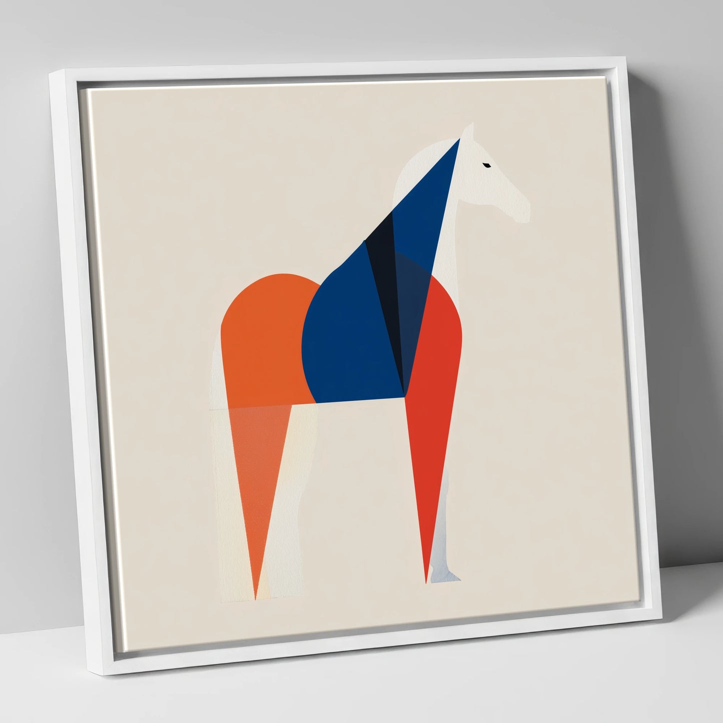 Modern Equine Geometry horse breed canvas wall art in white frame