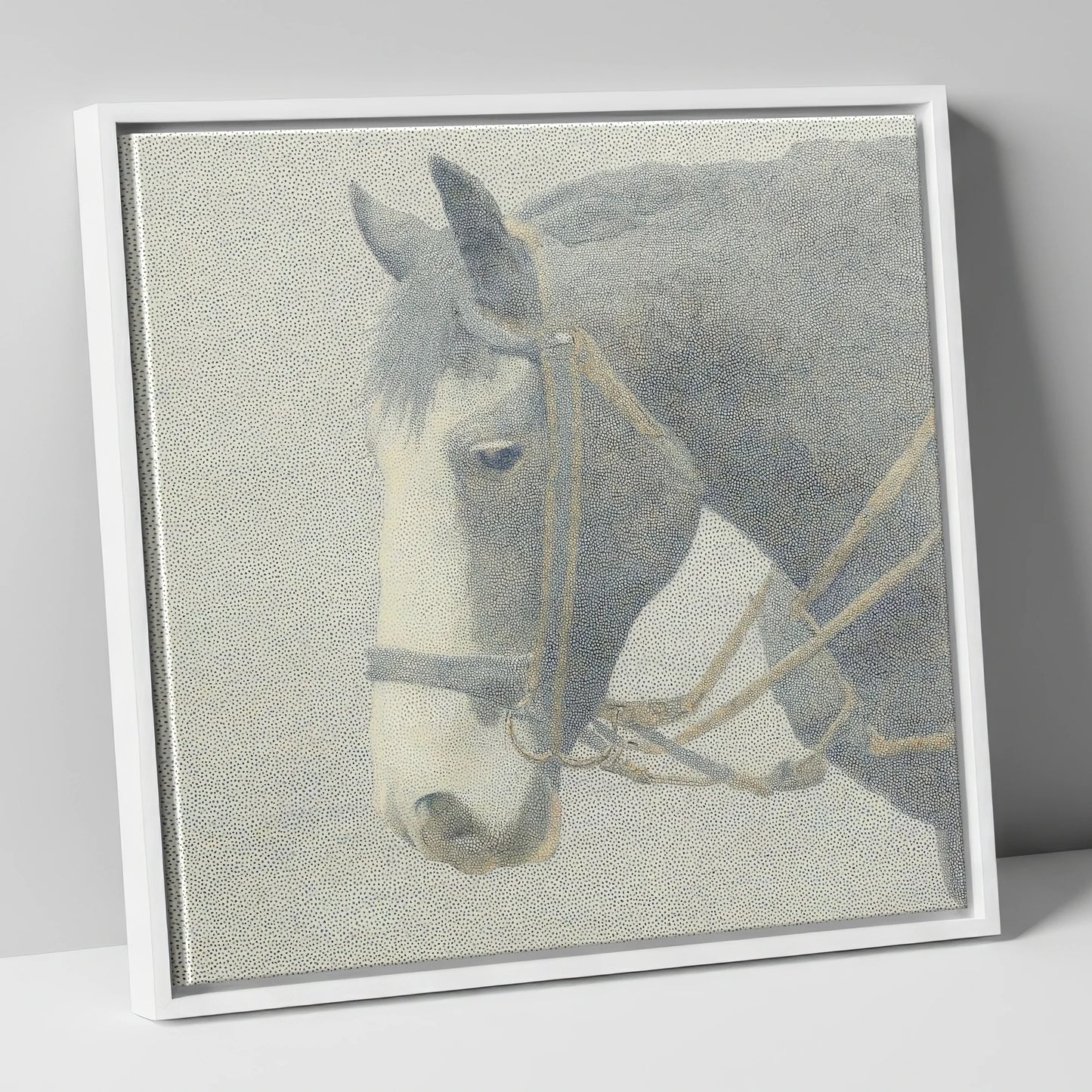 Steadfast Working Profile working horse canvas wall art in white frame