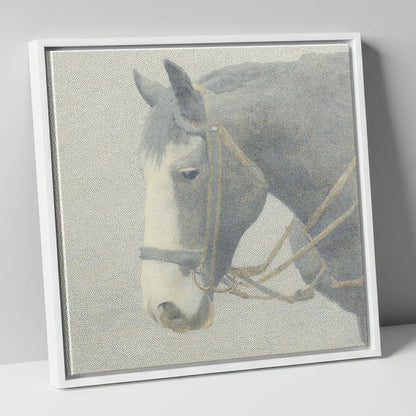 Steadfast Working Profile working horse canvas wall art in white frame