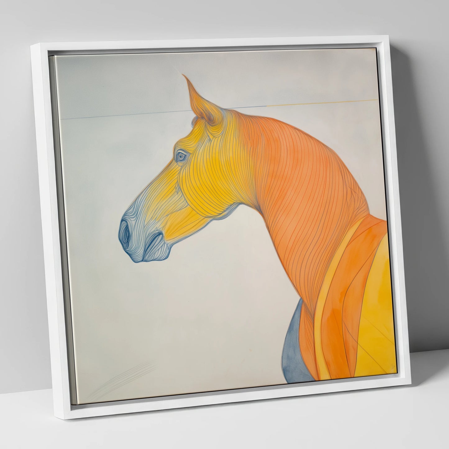 Rhythm In Amber horse portrait canvas wall art in white frame