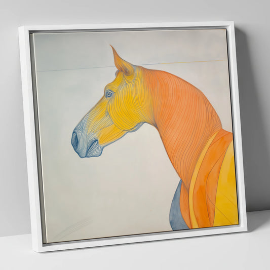 Rhythm In Amber horse portrait canvas wall art in white frame