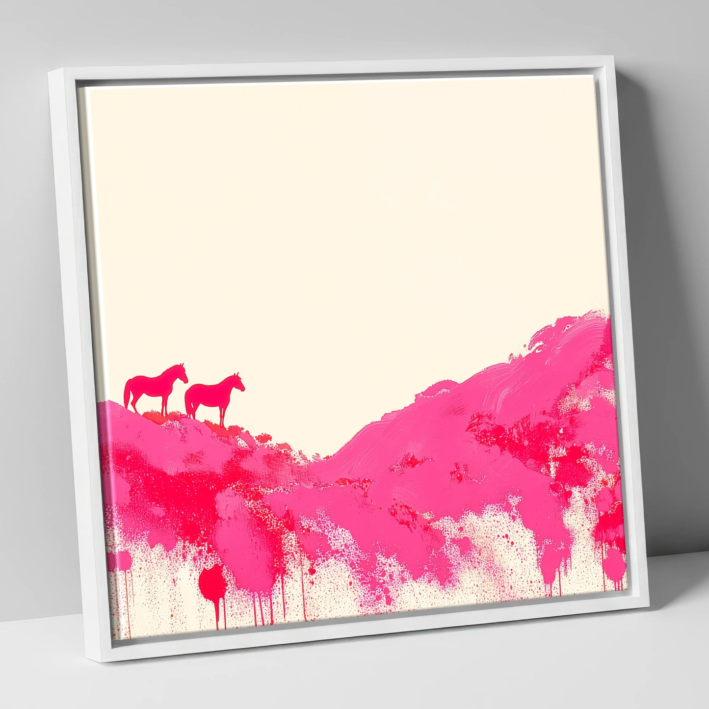 Magenta Ridge horse landscape canvas wall art in white frame