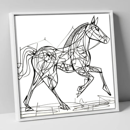 Structural Stride racing horse canvas wall art in white frame