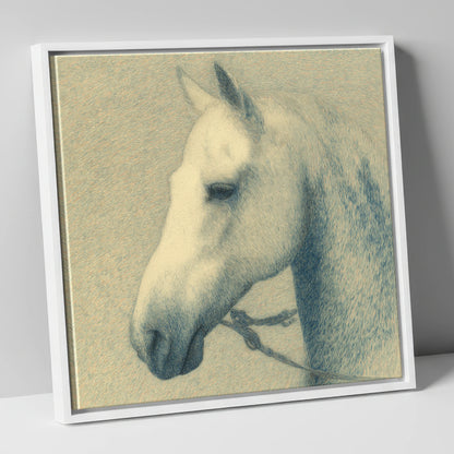 Quiet Nobility In Profile horse portrait canvas wall art in white frame
