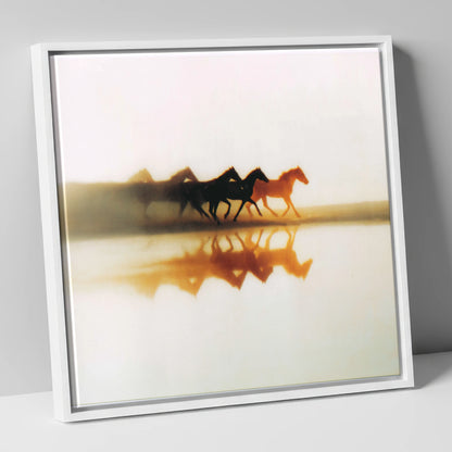Whispers of the Herd wild horses canvas wall art in white frame