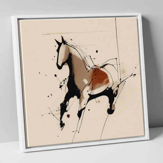 Dynamic Equine Form horse portrait canvas wall art in white frame