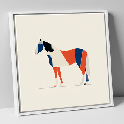 Modern Equine Geometry horse breed canvas wall art in white frame